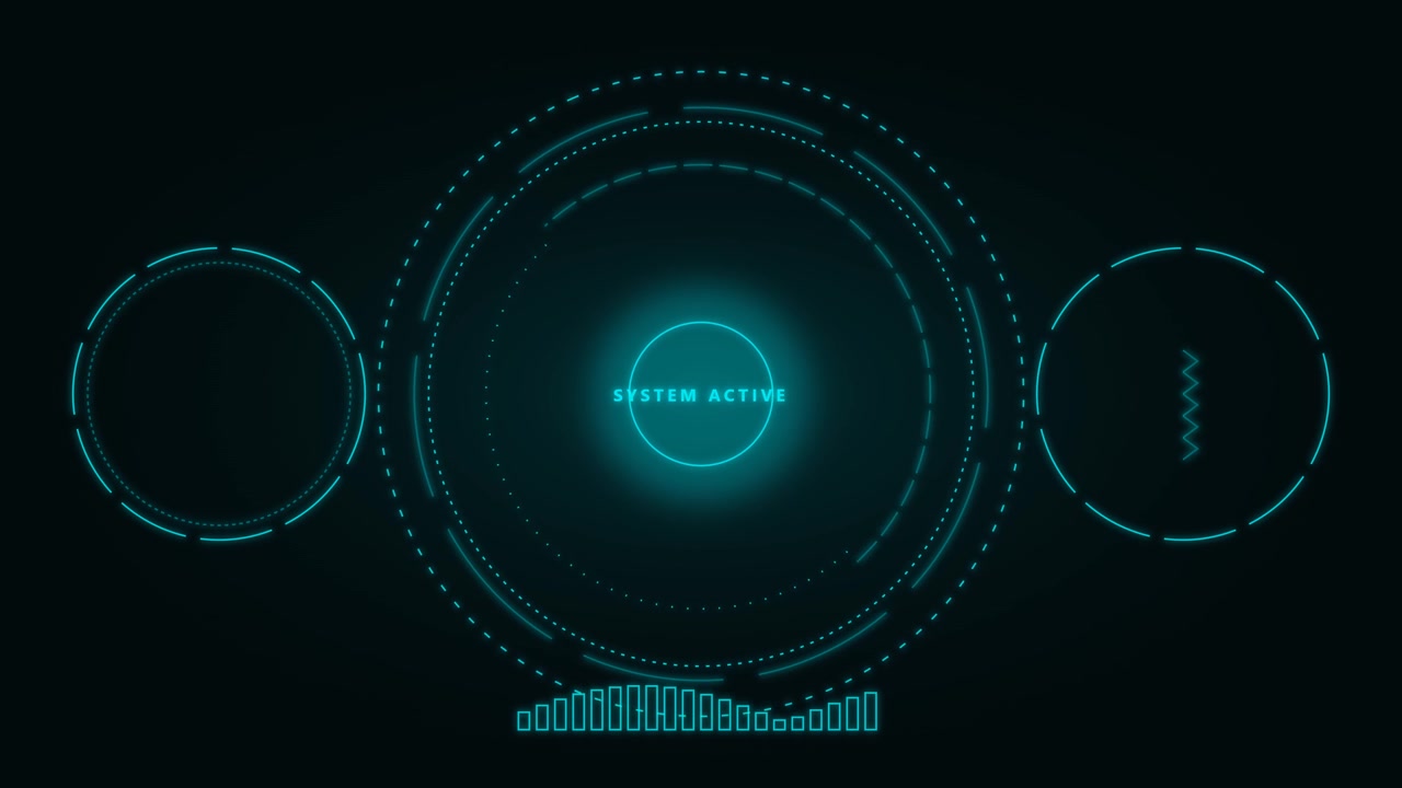 Futuristic HUD Interface with Pulsing Data Visualization