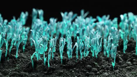 concepto de arte colorido en bucle, cultivo de plantas azules, diseño minimalista de stop motion, tendencia surrealista cian, azul