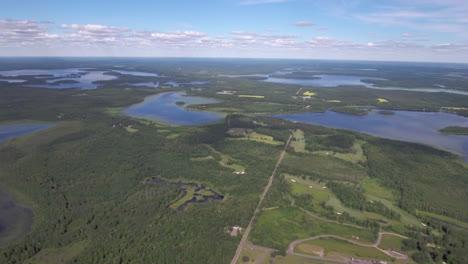 aerial over midwest lakes and waterways