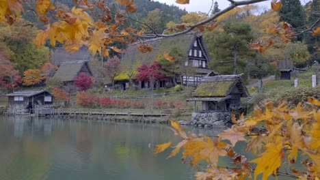 a view of shirakawago japan with its old houses during autumn