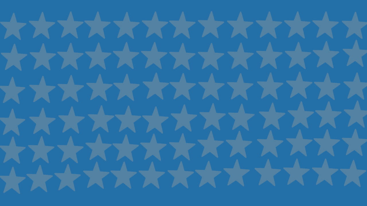 animación de filas de estrellas azules de la bandera estadounidense sobre un fondo azul