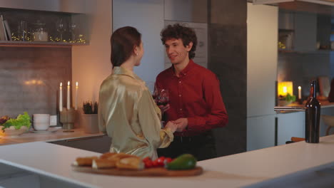 romantic evening for a couple in a modern kitchen