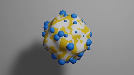 forma líquida abstracta amarilla y blanca con burbujas azules remodelar y transformar. animación de objetos creativos renderizados en 3d