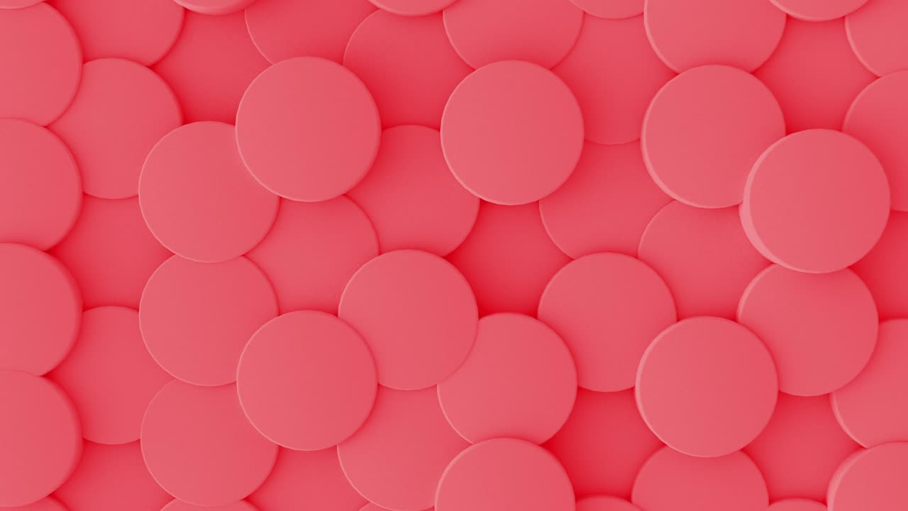 3D abstract geometric red cylinders wall animation. 4K loop footage.