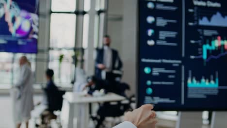 business presentation with data charts