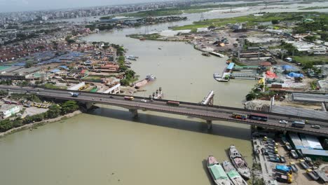 this is a 4k drone video of bridge on a river