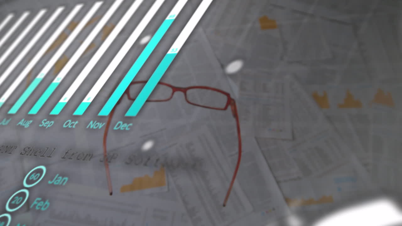 안경 위에서 데이터 처리의 애니메이션