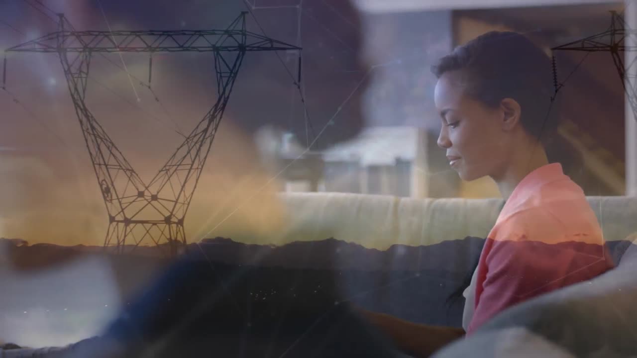 animação da paisagem e redes sobre pessoas de negócios no escritório