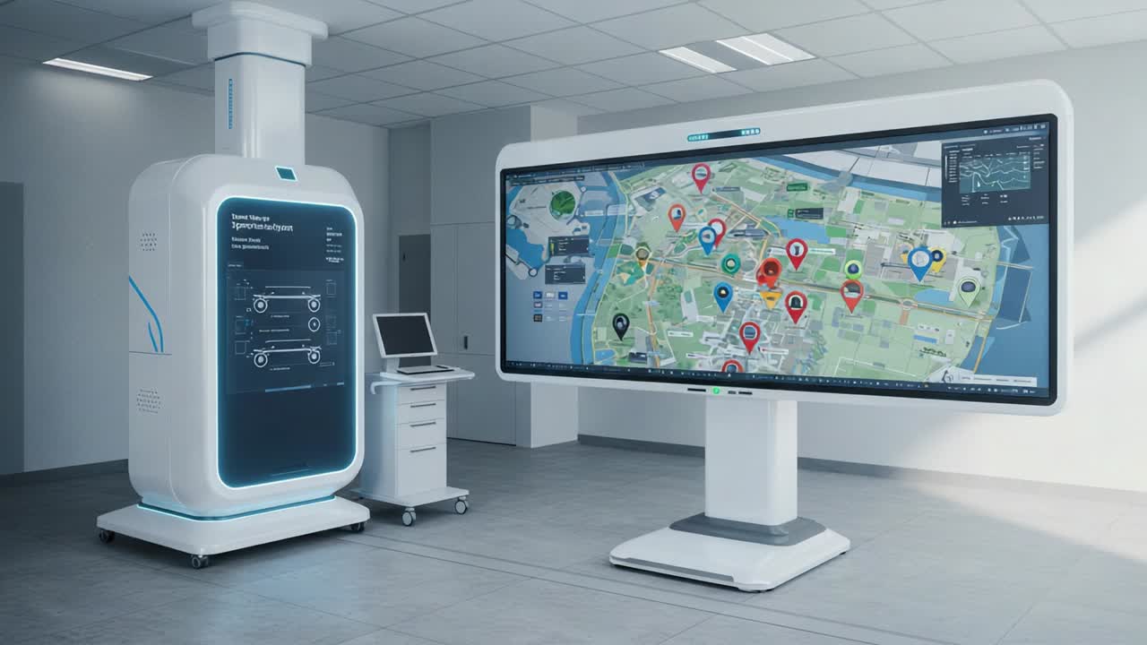 Innovative Control Center Featuring Advanced Technology for Real-Time Mapping and Monitoring Solutions in a Modern Environment