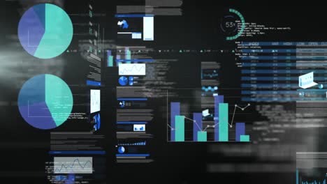 Animation of data processing over black background