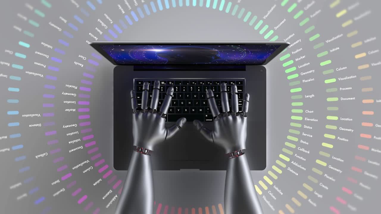 manos robóticas avanzadas que utilizan computadora portátil