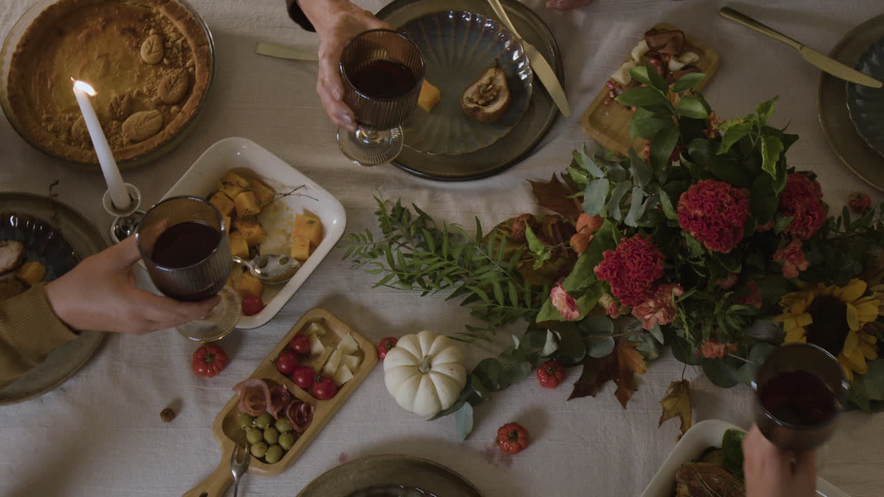 Festive Fall Table Setting with Wine Toast