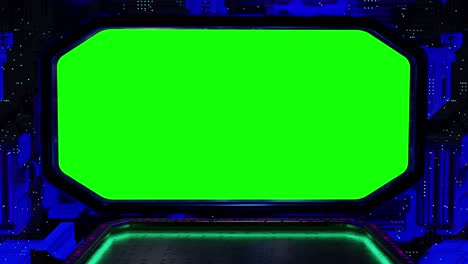 spaceship or space station window with the green screen