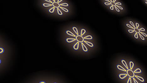 Pulsing-gold-summer-flowers-pattern-with-neon-light-in-casino-style