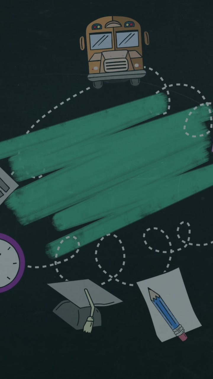 School concept icons against green chalk marks