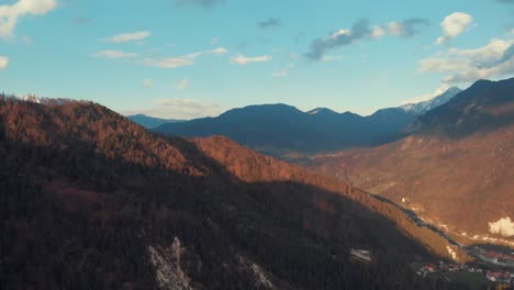 golden colors with morning light on the mountains