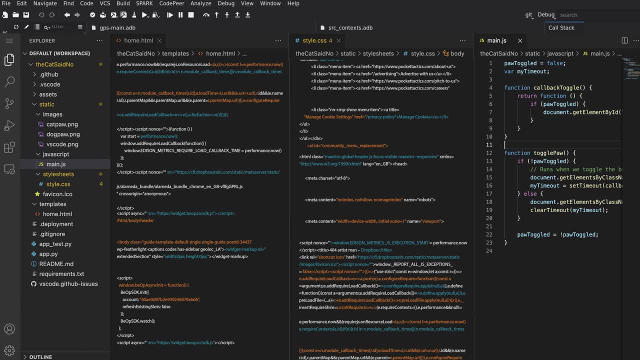 pantalla de codificación de un programador que trabaja en un proyecto web