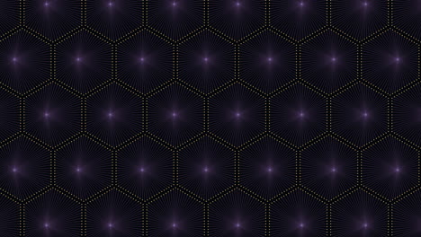 patrón de hexágonos con efecto neón y puntos en degradado oscuro