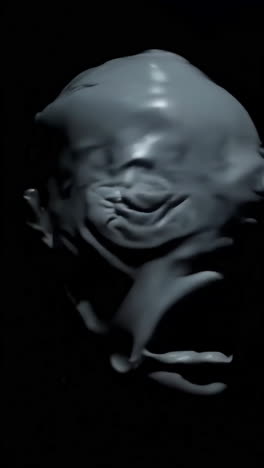 distressed stylized 3d head sculpture