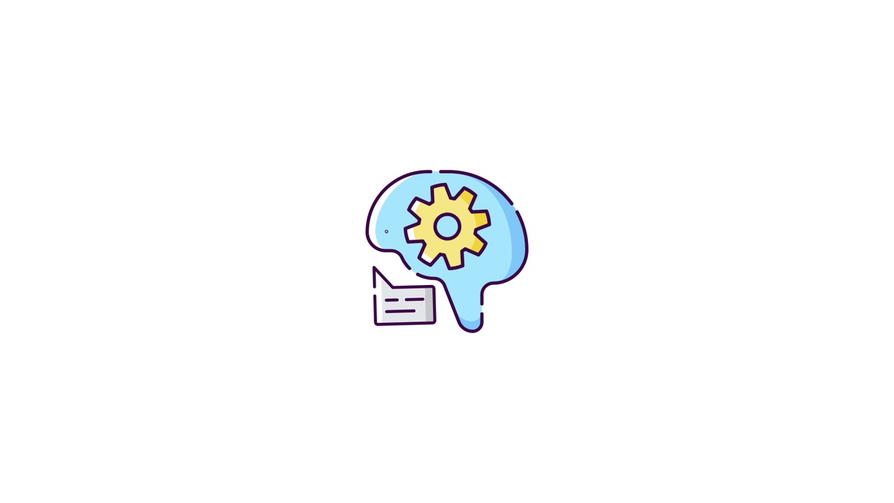 Animated Icon of Brain with Gear and Idea Bubble