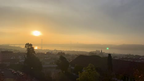 sunrise over lisbon, portugal