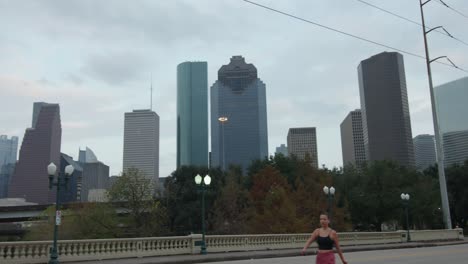 Panning-shot-of-downtown-Houston-skyline