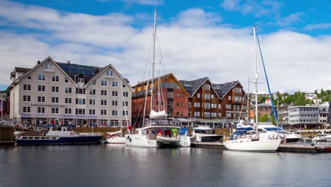 view of a marina in tromso, north norway