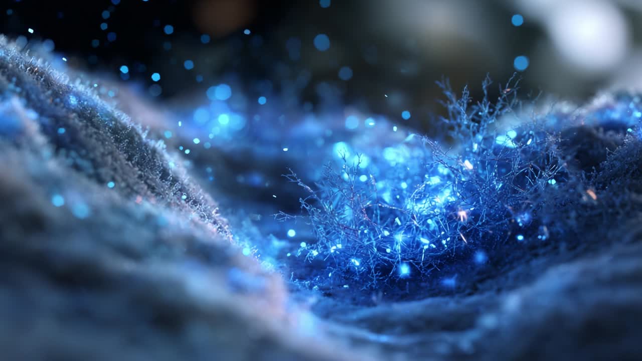 Captivating Blue Sparkles on a Snowy Surface: A Stunning Visual Display of Frozen Particles and Light Reflection with a Dreamy, Ethereal Atmosphere that Captures the Imagination and Enchantment of Winter Scenes