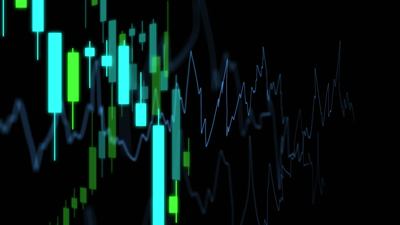 animación del procesamiento de datos financieros sobre un fondo negro