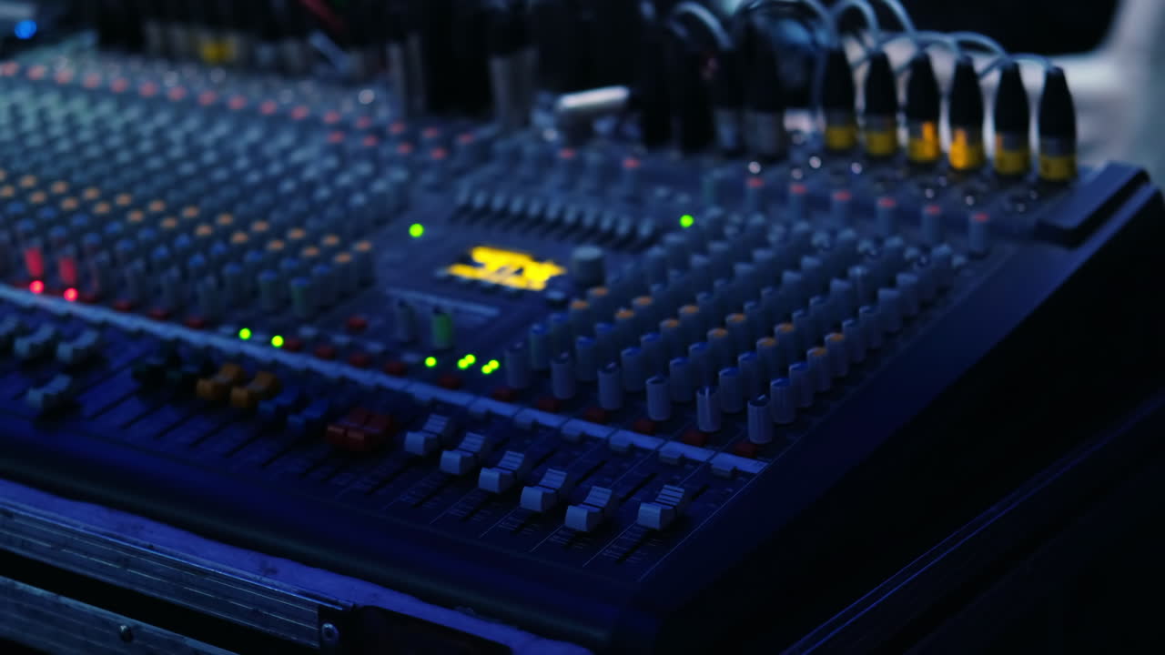 Power Mixer at a wedding. Stage lights