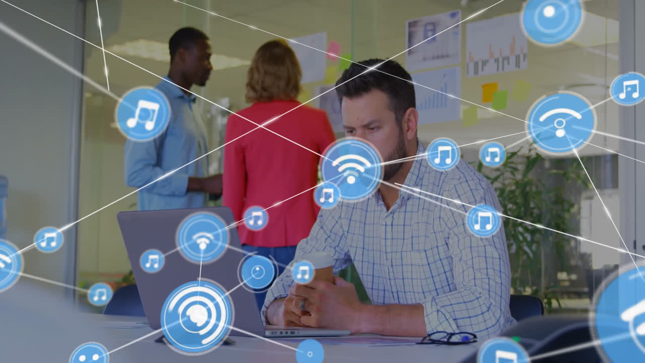 animación de la red de conexiones entre diversos colegas que discuten el trabajo