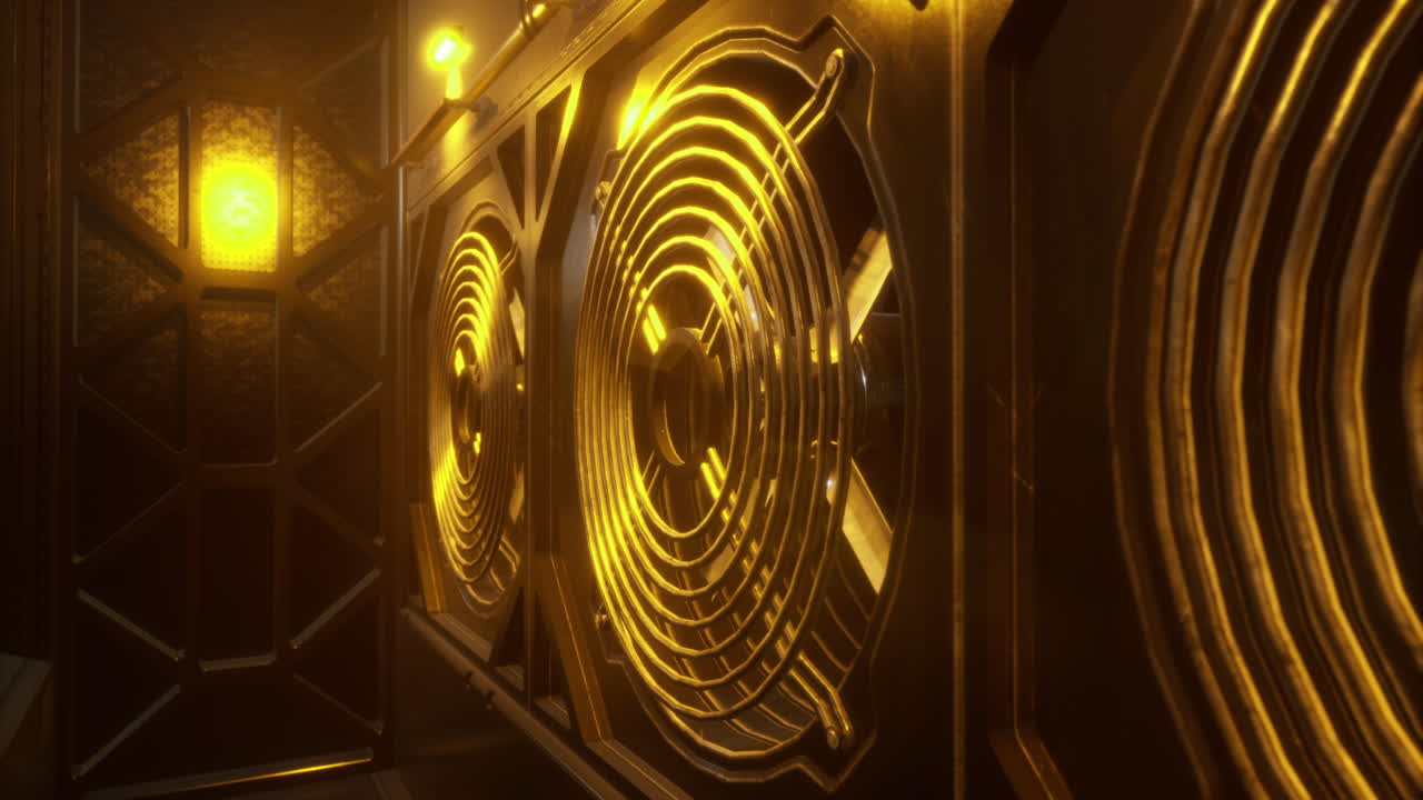 Illuminated sound system glowing in a stylish room at midnight