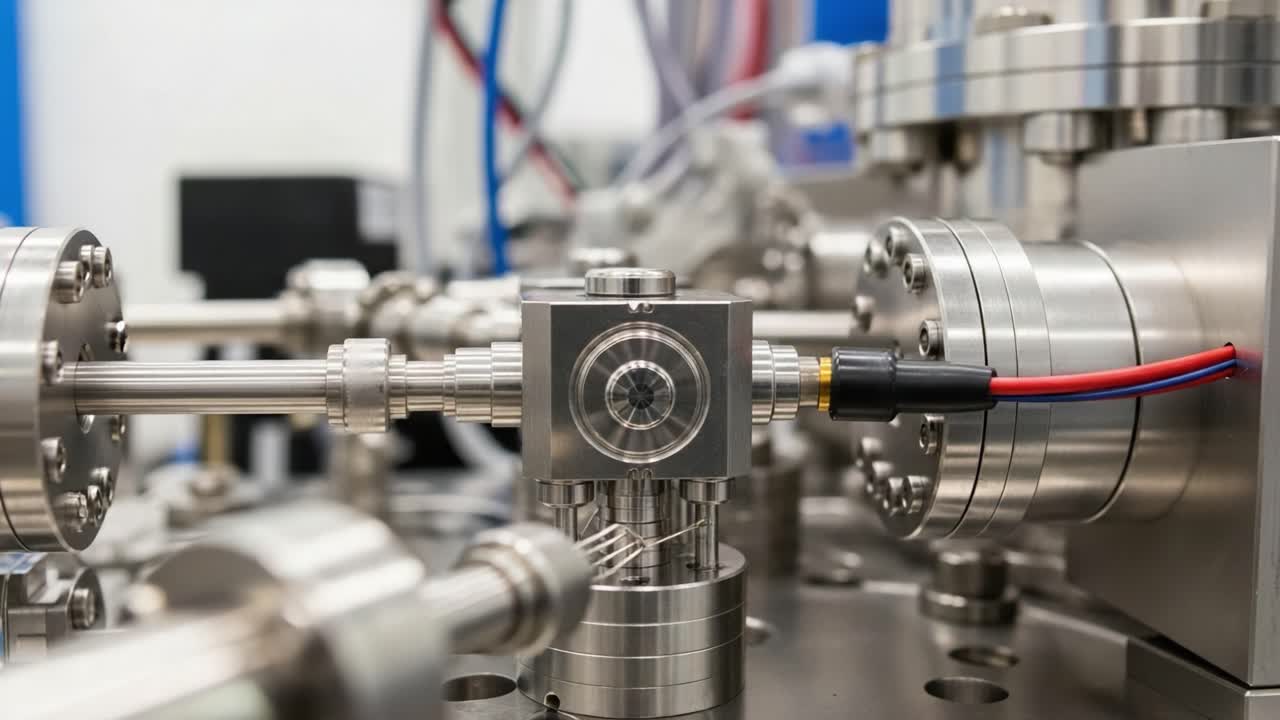 Precision Instrumentation: High-Tech Close-Up of Advanced Mechanical Components Showcasing Innovative Engineering Designs in a Sophisticated Laboratory Environment