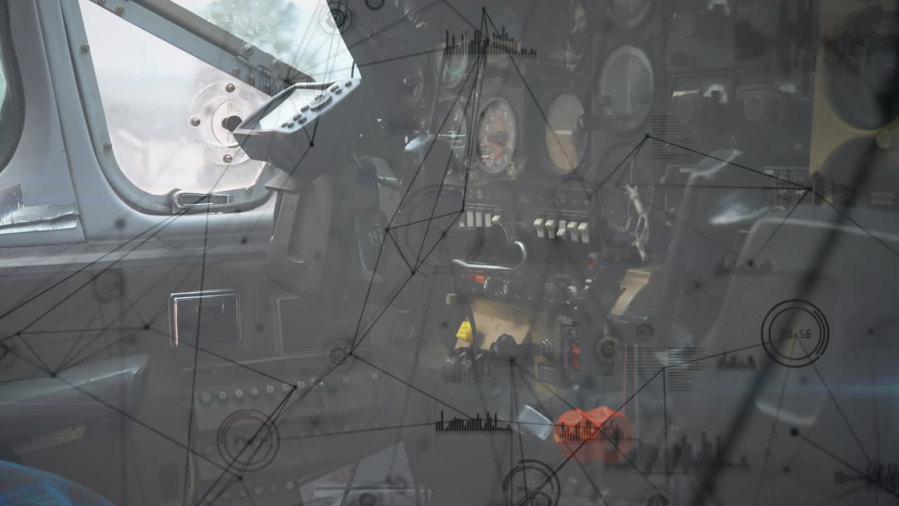 비행기 위의 연결 네트워크의 애니메이션