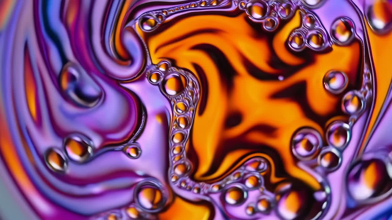 Vibrant Abstract Liquid Swirl with Bubbles
