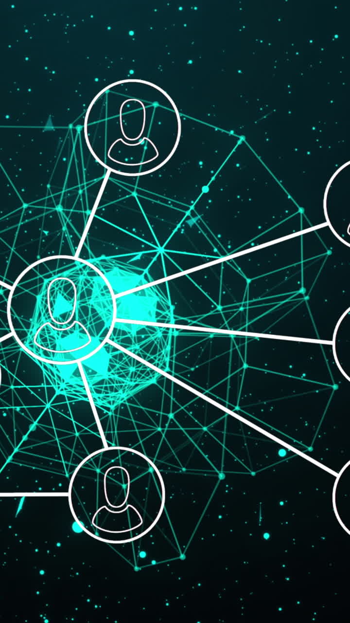 animación de la red de conexiones con los iconos de la gente en todo el mundo