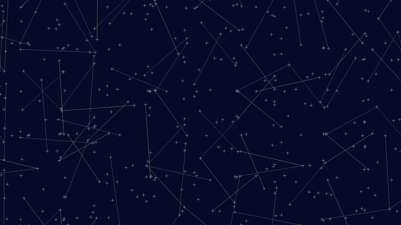 Abstract star constellation network with connected lines on deep blue night sky