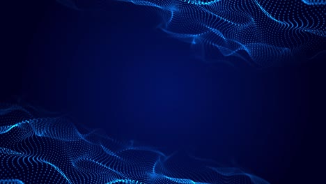 abstract wave with moving dots. flow of particles. cyber technology loop background. 3d