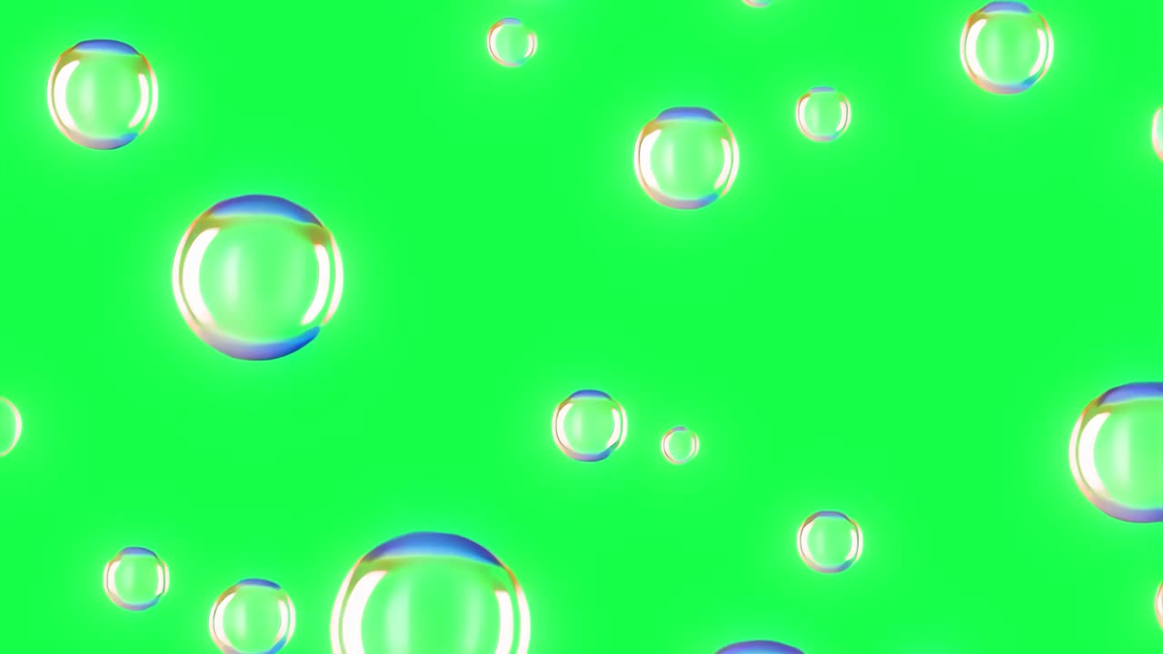 Floating bubbles 4K video, transparent on green screen