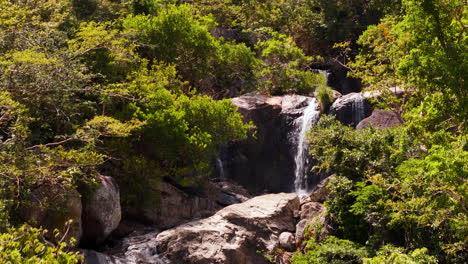 Hidden-Waterfalls-In-The-Dense-Forests-Of-Vinh-Hy,-Vietnam