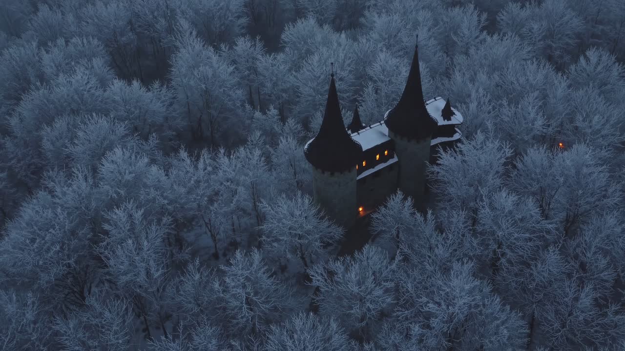 Enchanted Winter Castle in the Forest