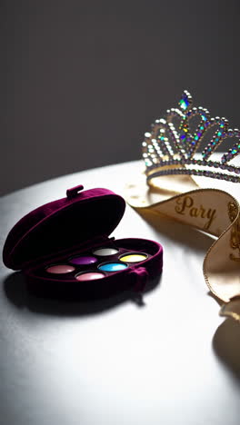 luxury makeup palette and crown accessories