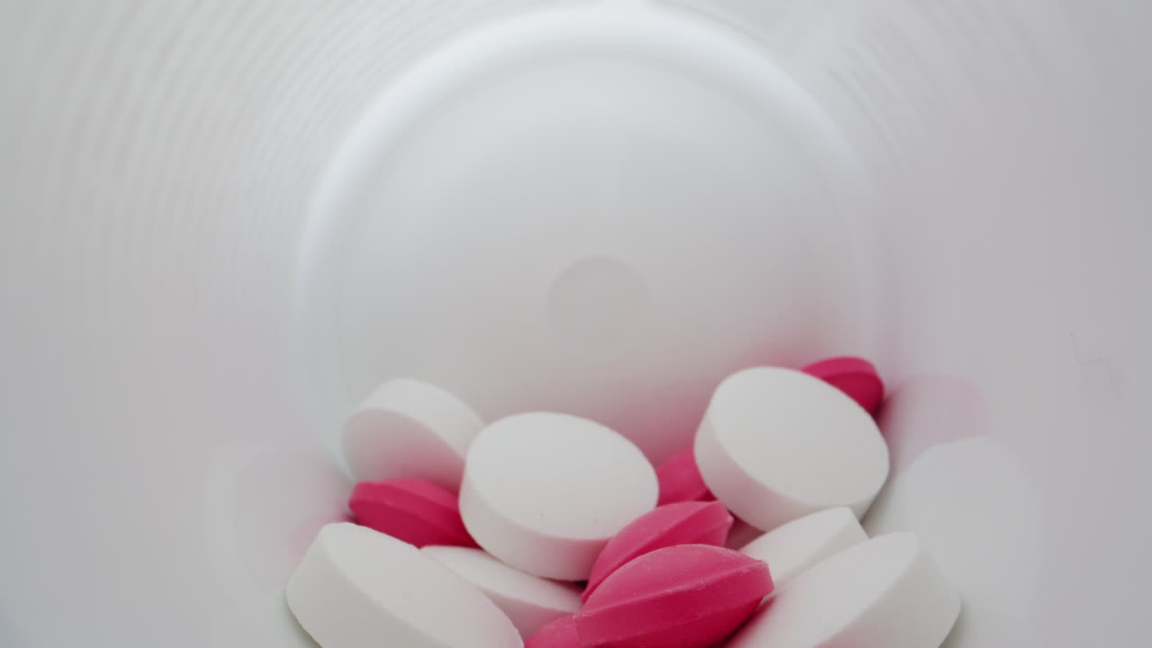 Medications pills and drugs in pot close-up macro. Pills and drugs pharmaceutical Industry. Vitamins. Medicine concept