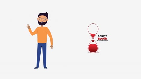 Animation-of-donate-blood-over-medical-icon-on-white-background