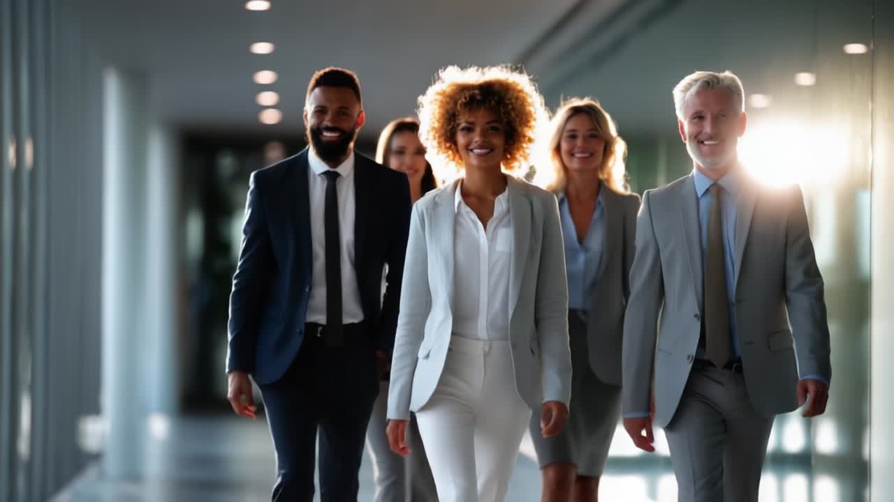 A Diverse Business Team Confidently Moving Forward