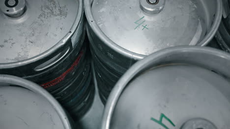 stacked beer kegs