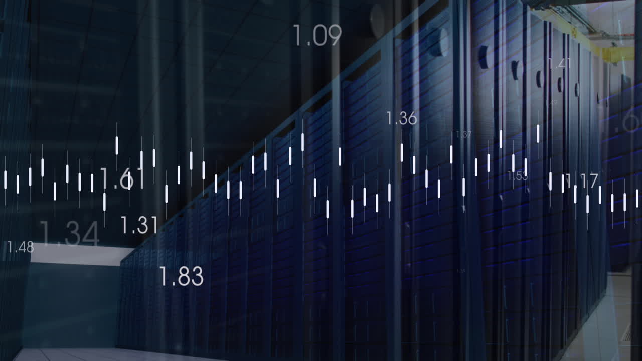 Animation of financial data processing over computer servers
