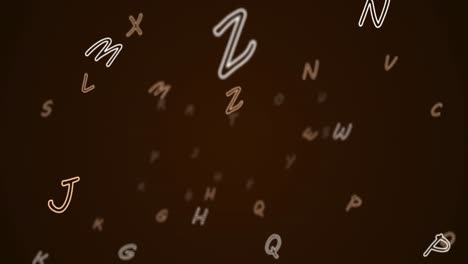 digital animation of multiple alphabets floating and moving against black background