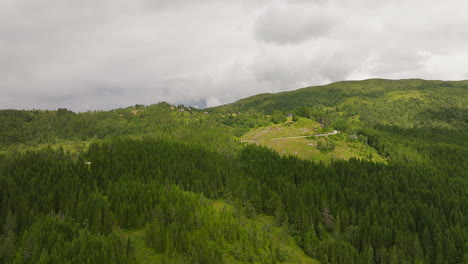 woodland on slope mountains and road on the west coast of norway