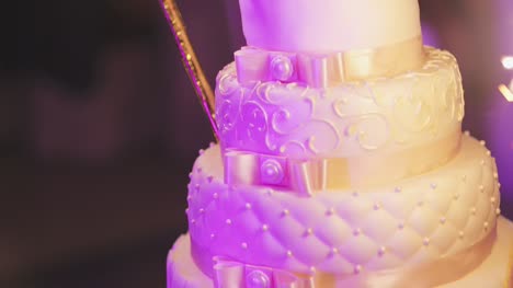 close up of wedding cake at reception